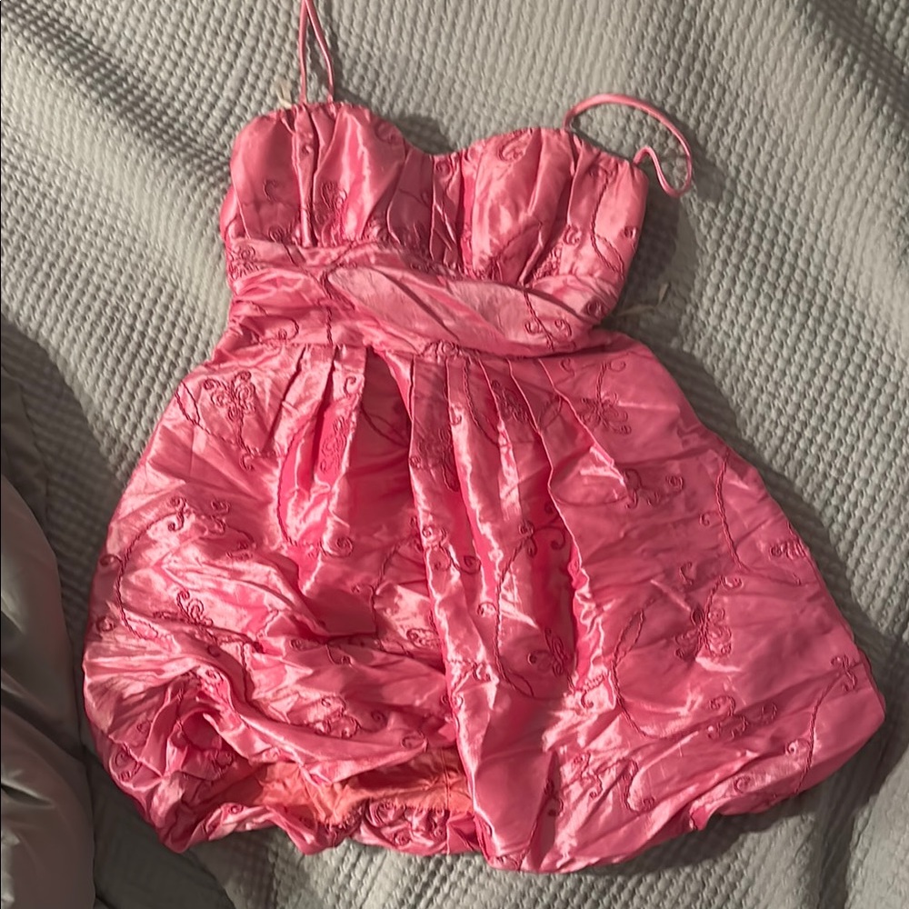 Pink Ruched Bustier Mini Dress for Prom